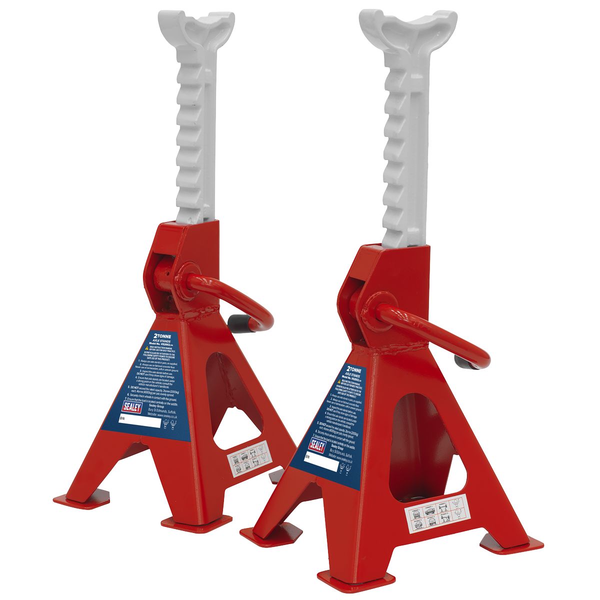 Sealey Ratchet Type Axle Stands (Pair) 2 Tonne Capacity per Stand - Image 6