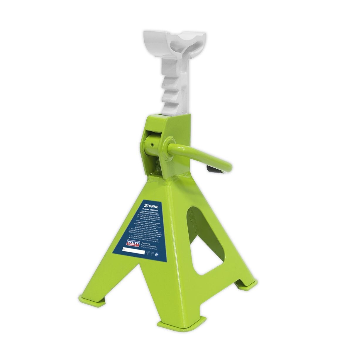 Sealey Ratchet Type Axle Stands (Pair) 2 Tonne Capacity per Stand - Hi-Vis Green - Image 4