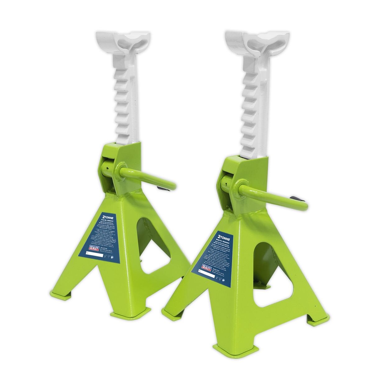 Sealey Ratchet Type Axle Stands (Pair) 2 Tonne Capacity per Stand - Hi-Vis Green - Image 5