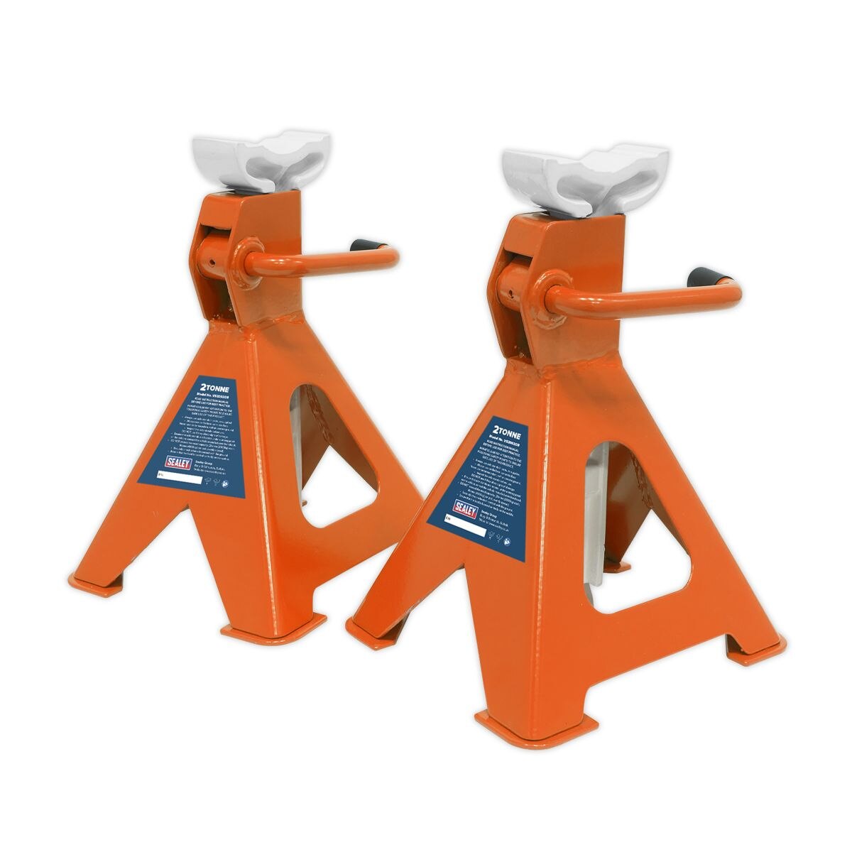 Sealey Ratchet Type Axle Stands (Pair) 2 Tonne Capacity per Stand - Orange - Image 3