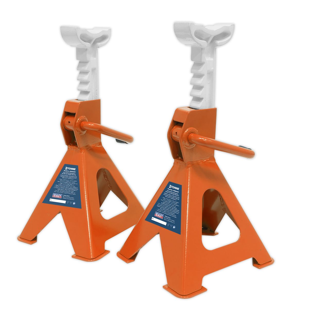 Sealey Ratchet Type Axle Stands (Pair) 2 Tonne Capacity per Stand - Orange - Image 4