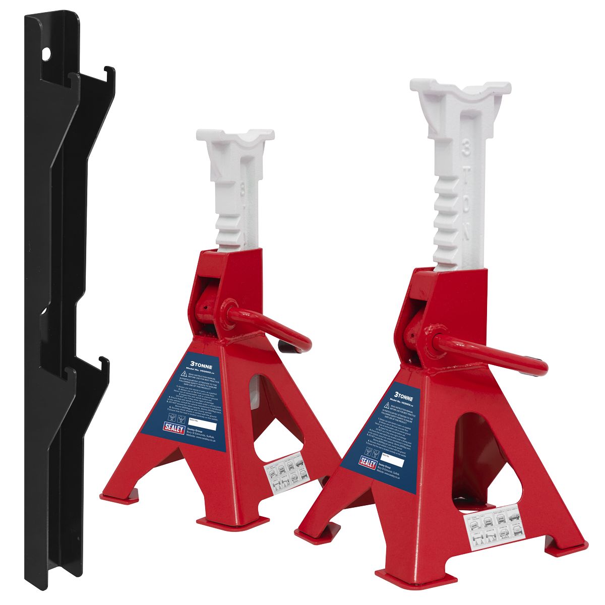 Sealey Axle Stand & Axle Stand Storage Rack Combo 3 Tonne - Image 2