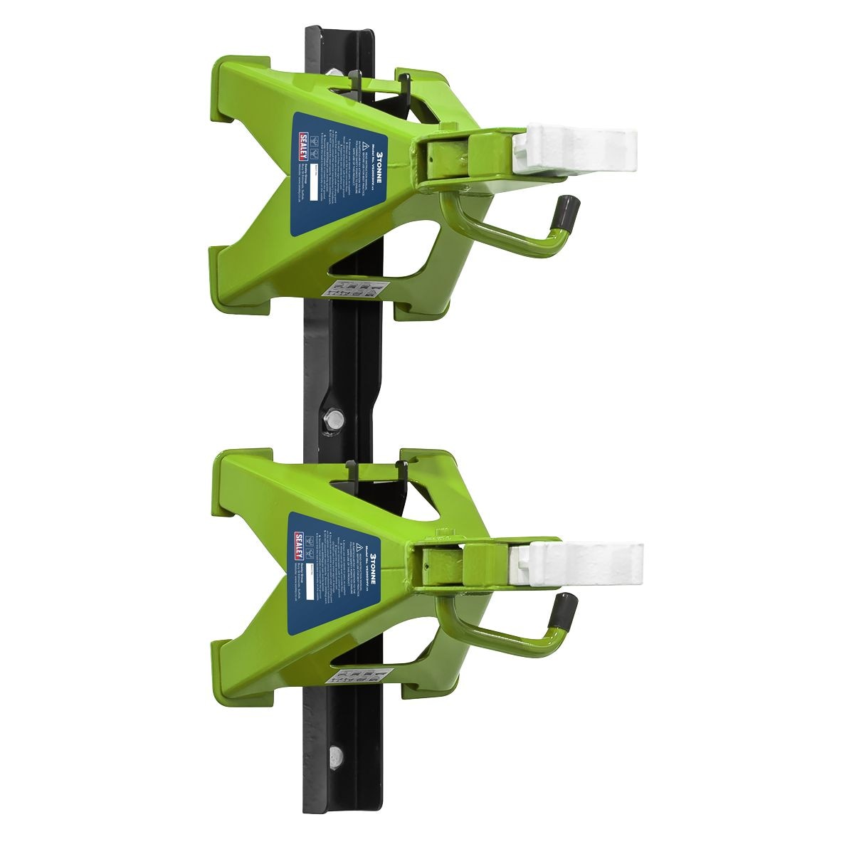 Sealey Axle Stand & Axle Stand Storage Rack Combo 3 Tonne - Hi-Vis Green - Image 1