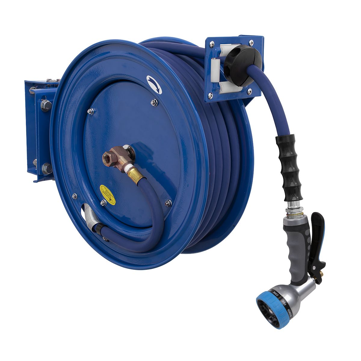 Sealey Heavy-Duty Retractable Water Hose Reel 15m 13mm ID Rubber Hose - Image 1