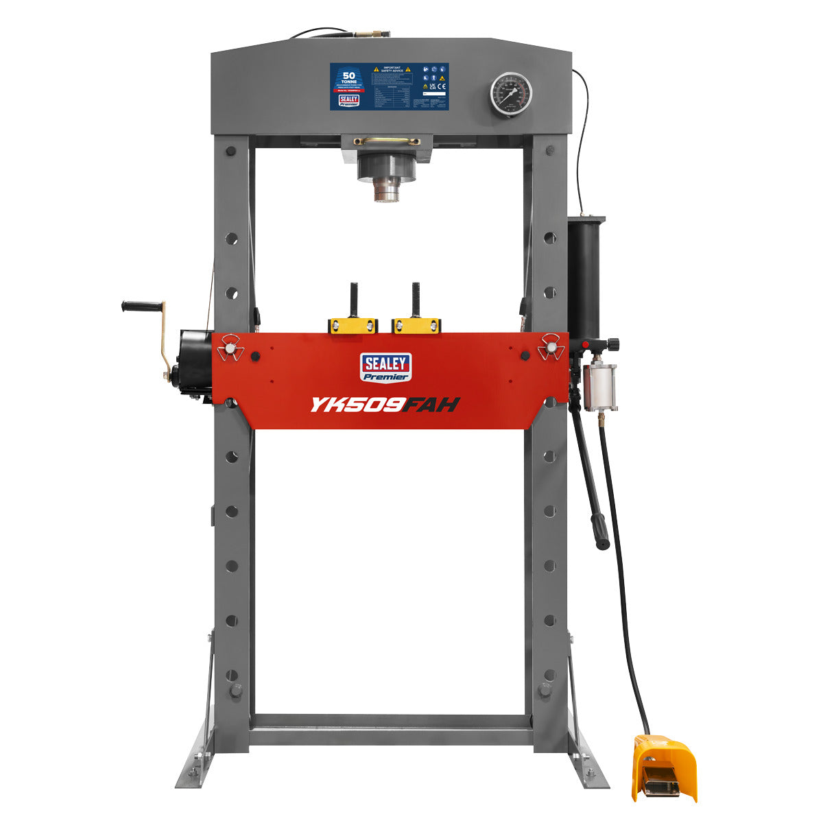 Premier Sealey 50 Tonne Premier Heavy-Duty Floor Type Air/Hydraulic Press with Foot Pedal - YK509FAH YK509FAH