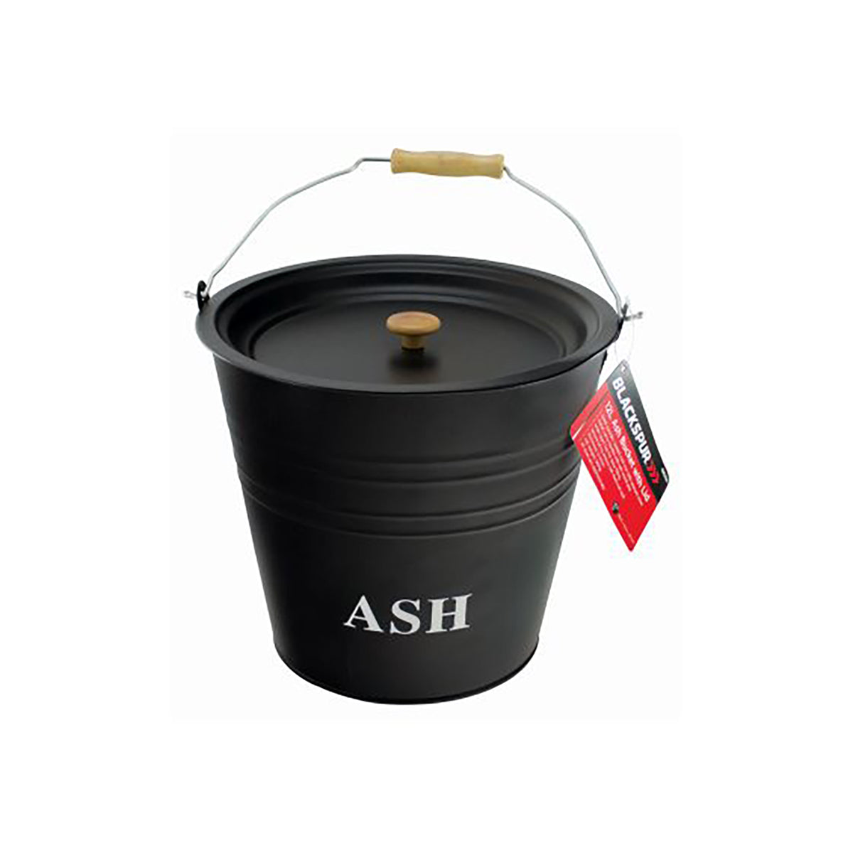 Fireside 12L Ash Bucket with Lid - Black