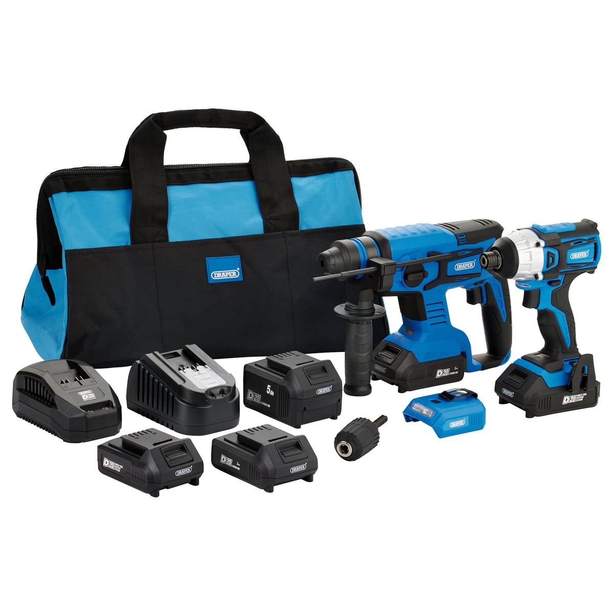 Draper D20 20V Impact Driver and SDS+ Drill Kit - Image 1