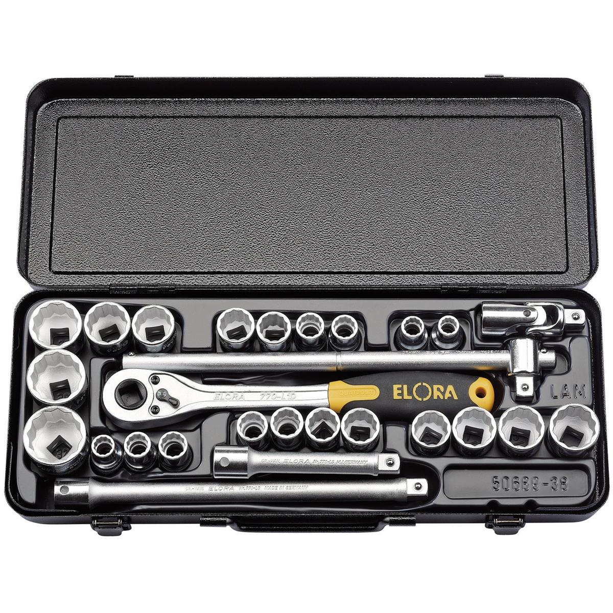 Elora Metric and Imperial Socket Set, 1/2" Sq. Dr. (28 Piece) - Image 1
