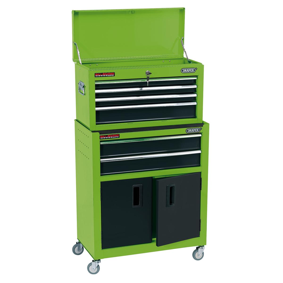 Draper Combined Roller Cabinet and Tool Chest, 6 Drawer, 24", Green - Image 1