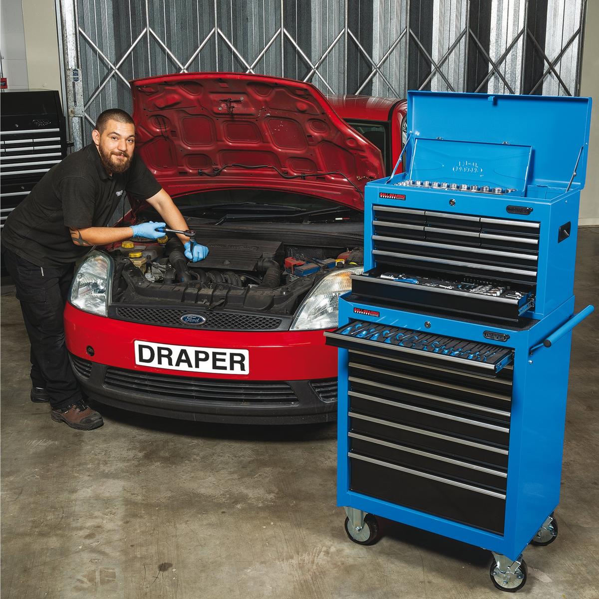 Draper Tool Chest, 9 Drawer, 26", Blue - Image 2