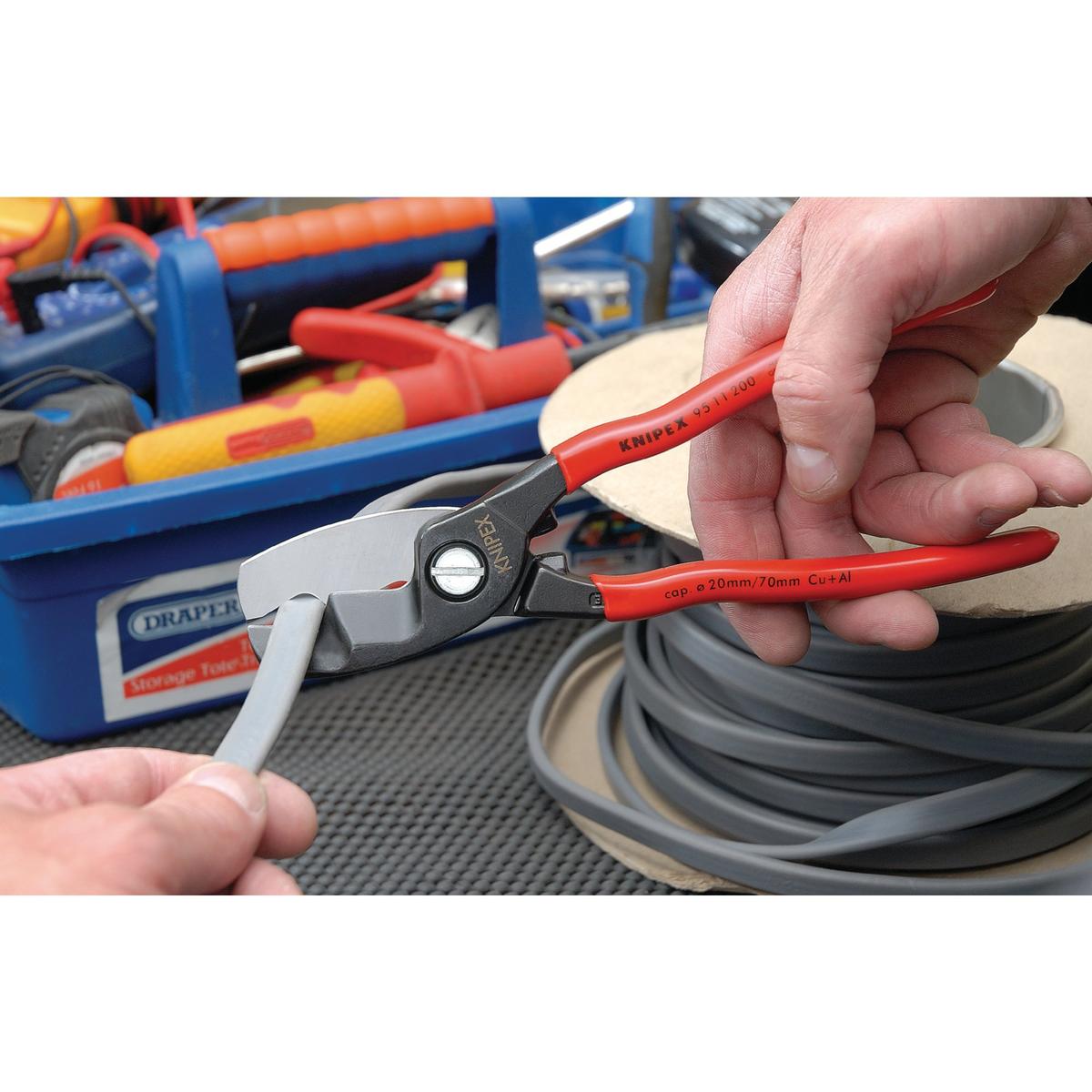 KNIPEX 95 11 200 Copper or Aluminium Only Cable Shear, 200mm - Image 2