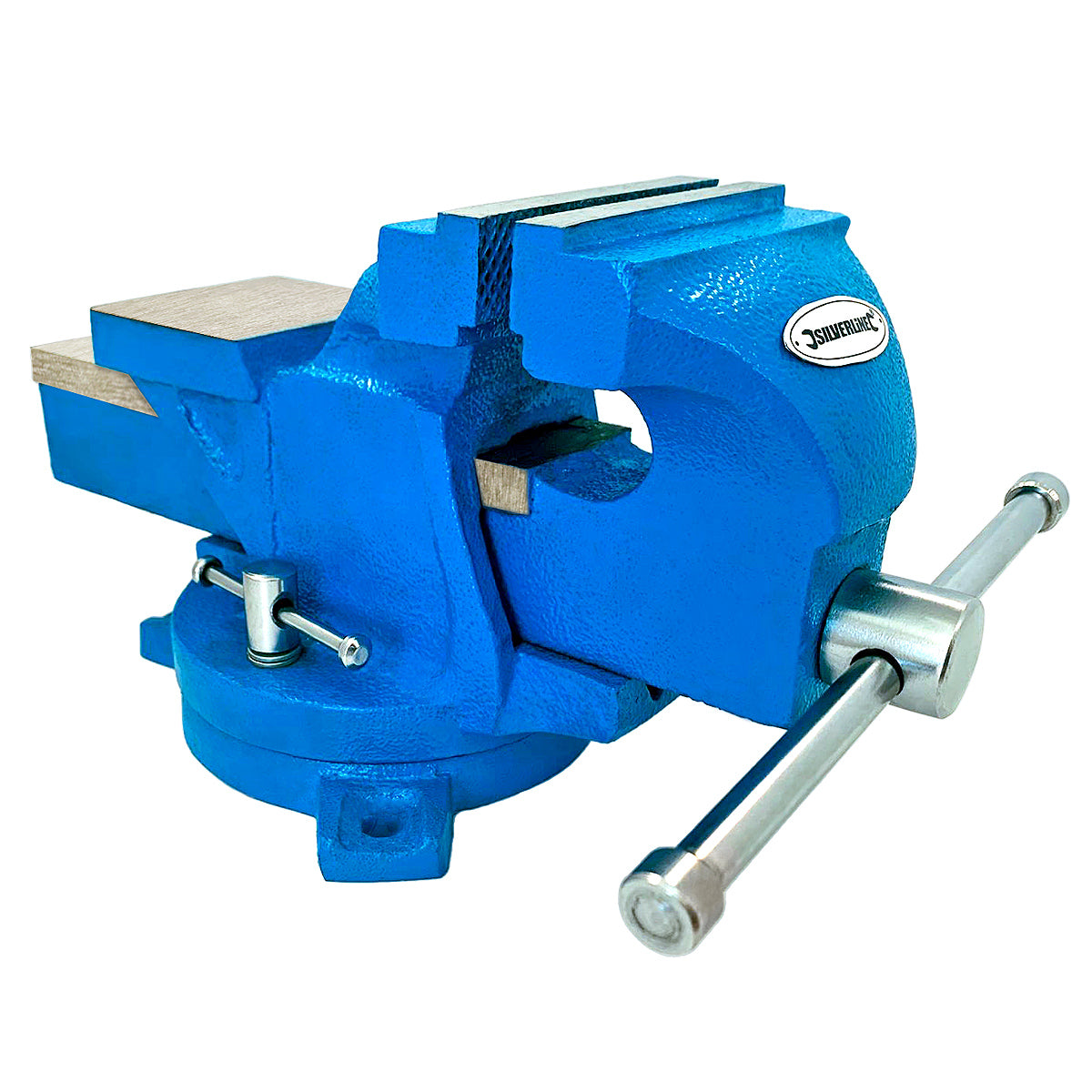Silverline 100mm (4”) Bench Vice with Swivel Base & Steel Jaws - with Anvil