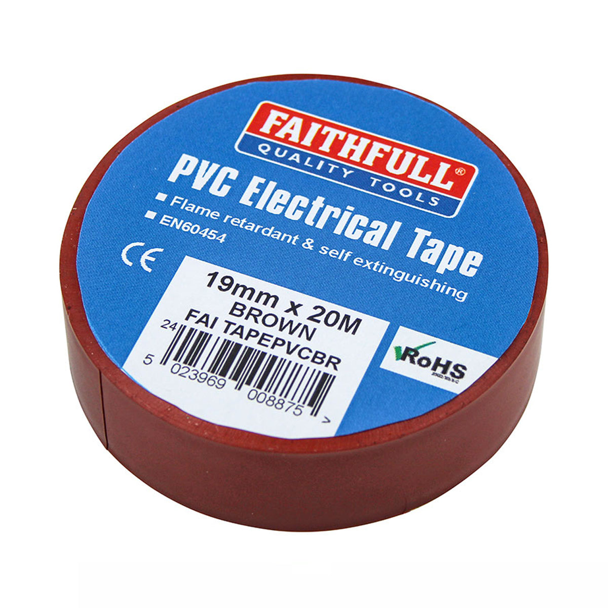 Faithfull PVC Electrical Tape Brown 19mm x 20m - FAITAPEPVCBR