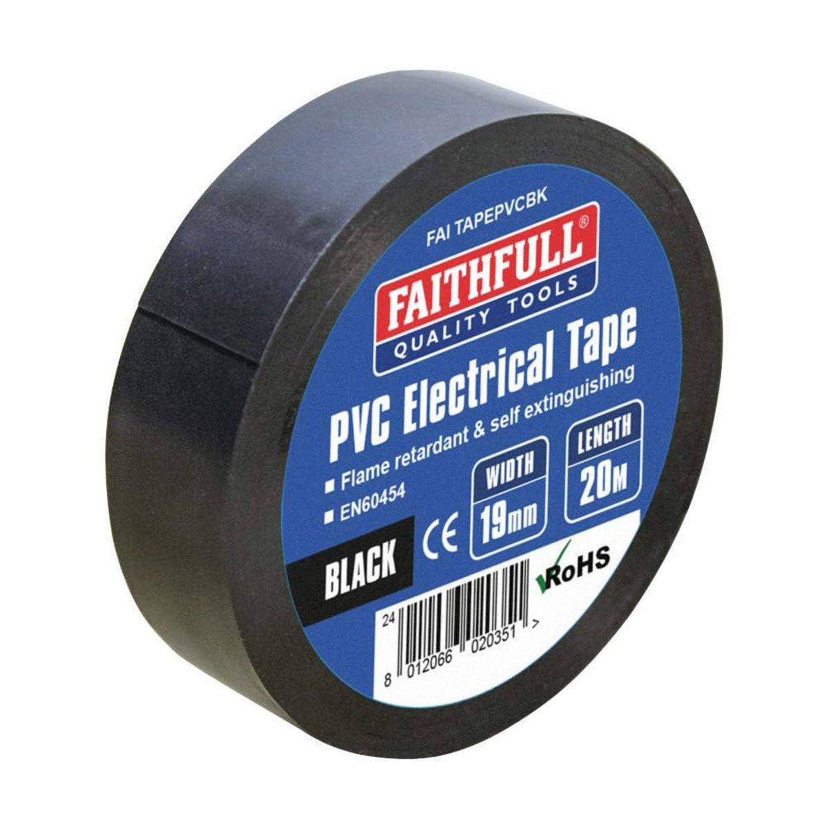 Faithfull PVC Electrical Tape Black 19mm x 20m - FAITAPEPVCBK