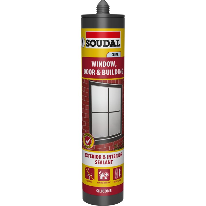 Soudal Window, Door & Building Silicone Sealant - CLEAR (290ml) DKSD159304