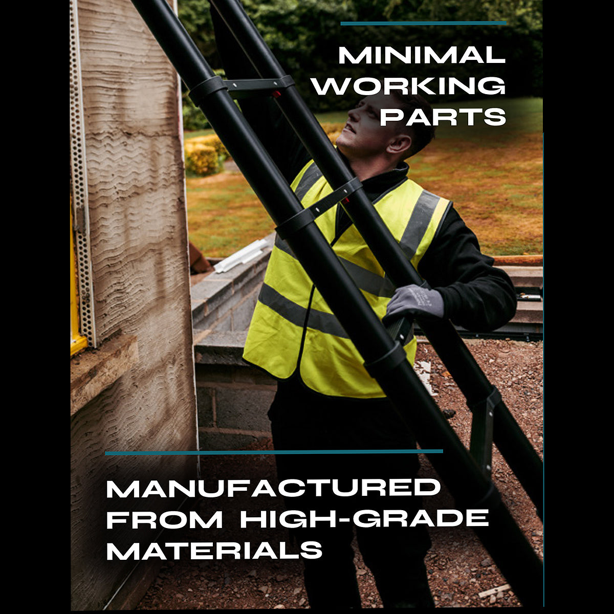 KAMTEC 2.9m Black Telescopic Ladder KTL40001