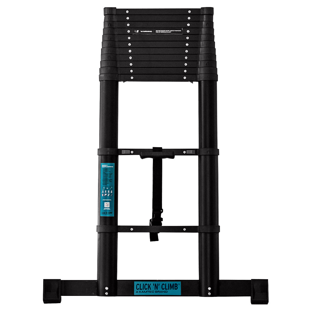 KAMTEC 3.8m Black Telescopic Ladder KTL40003