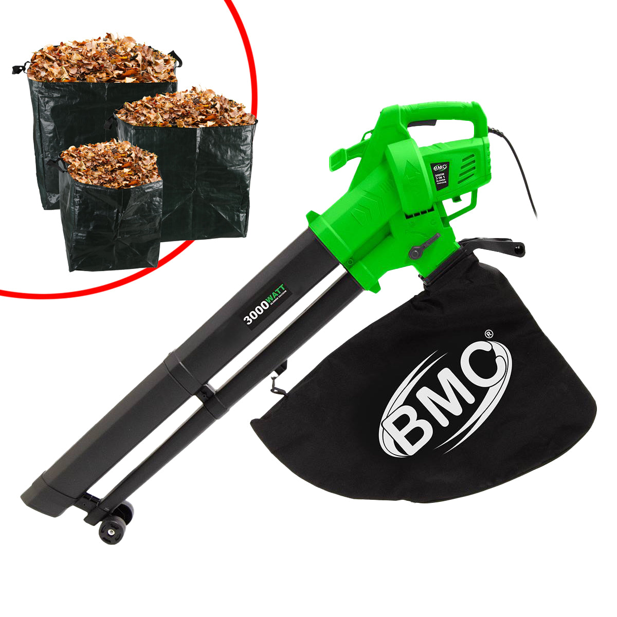 BMC 3000w 3-in-1 Blower Vac with 10m Power Cable with FREE Garden Bags
