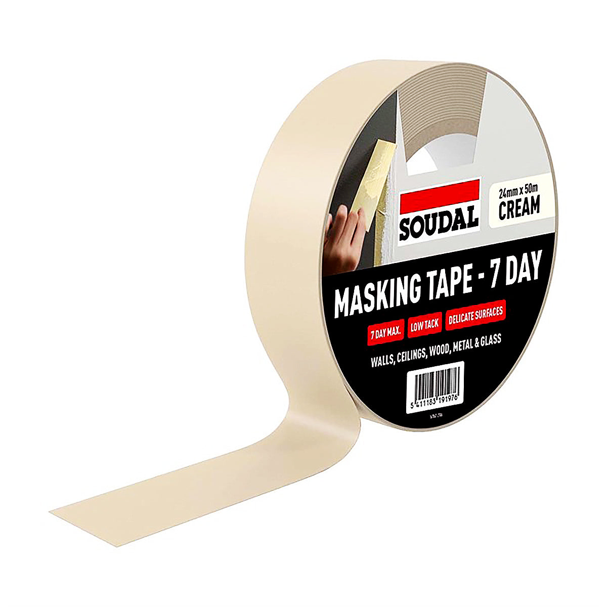 Soudal 7 Day Masking Tape - CREAM (24mm x 50m) DKSD167067