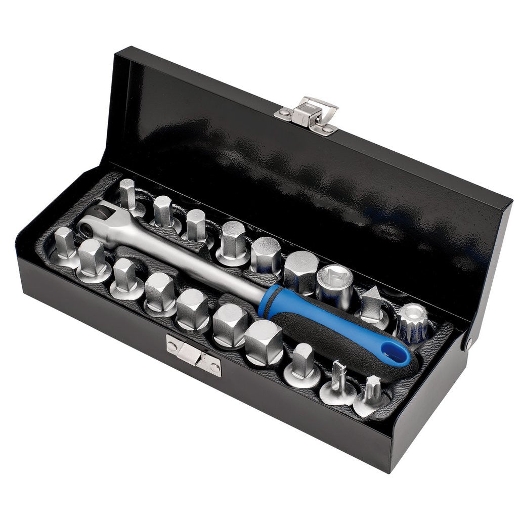 Draper Oil Drain Sump Plug Key Set, 3/8" Sq. Dr. (20 Piece) 12396