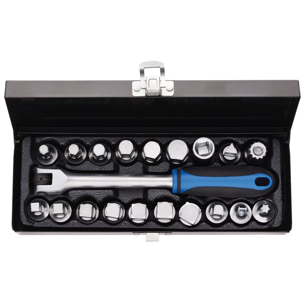 Draper Oil Drain Sump Plug Key Set, 3/8" Sq. Dr. (20 Piece) 12396