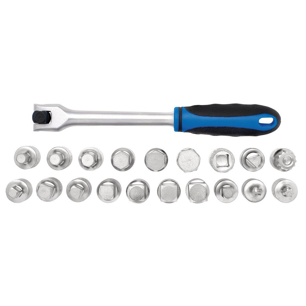 Draper Oil Drain Sump Plug Key Set, 3/8" Sq. Dr. (20 Piece) 12396