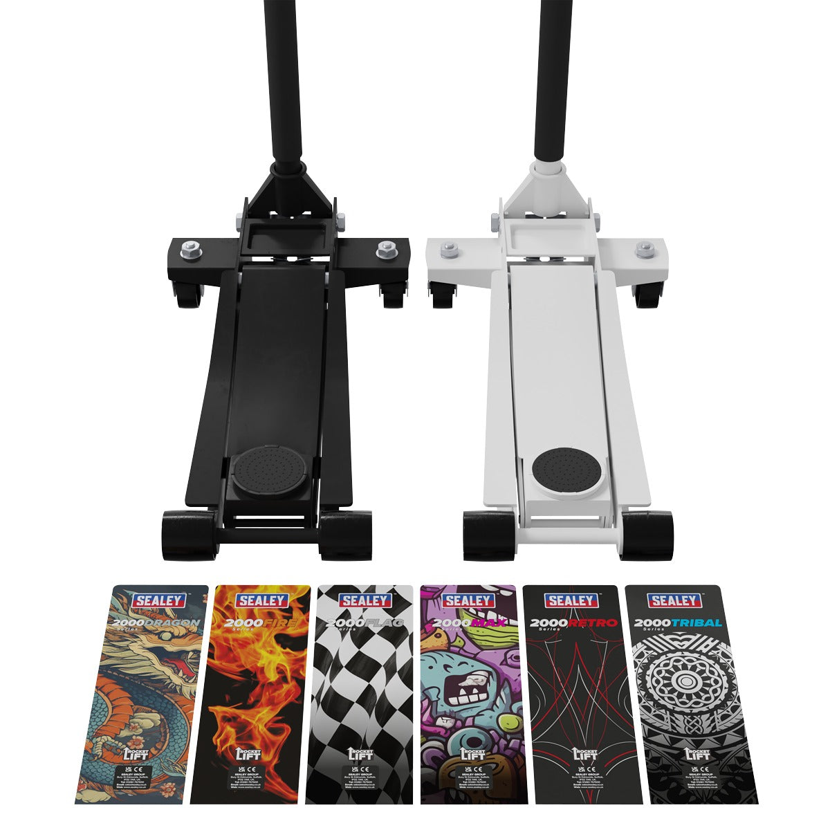 Sealey Low Profile Custom Design Trolley Jack with Rocket Lift 2 Tonne - Black 2000CB