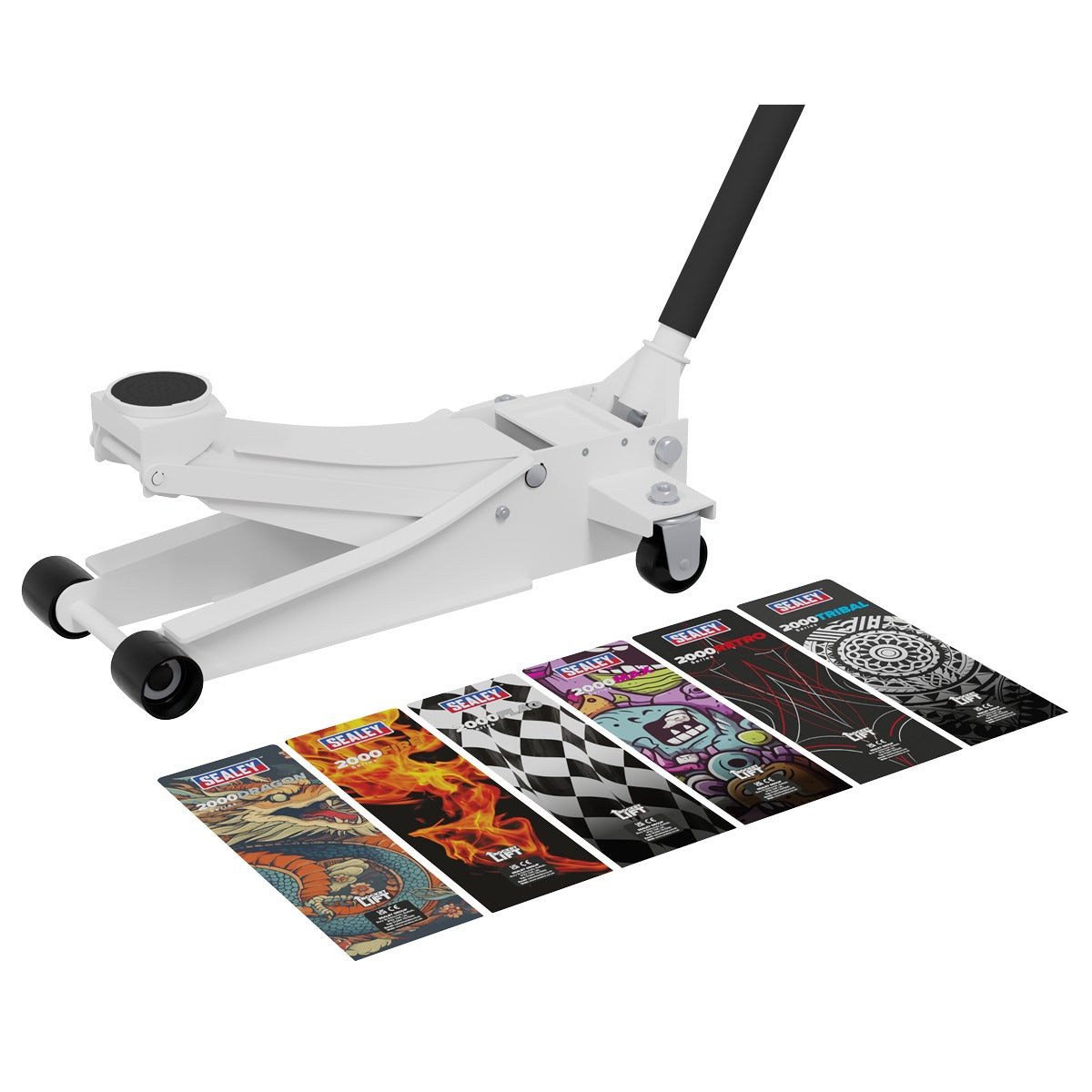Sealey Low Profile Custom Design Trolley Jack with Rocket Lift 2 Tonne - White 2000CW