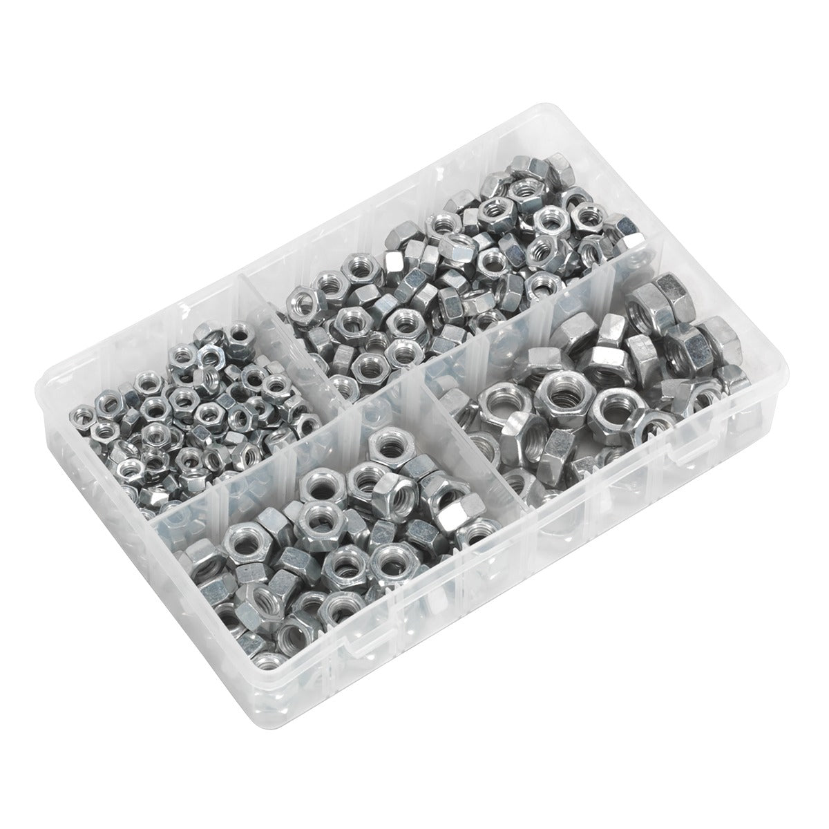 Sealey Steel Nut Assortment DIN 934 - 1/4"-1/2"UNF 320pc AB029SN