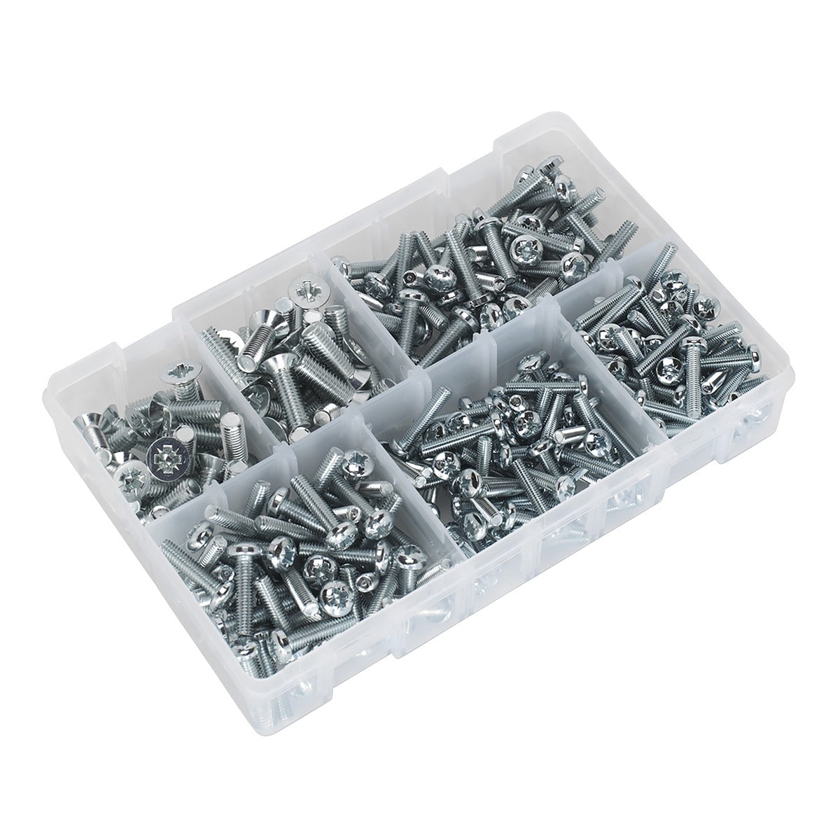 Sealey Countersunk & Pan Head Pozi Machine Screw Assortment M5-M8 264pc AB054MS