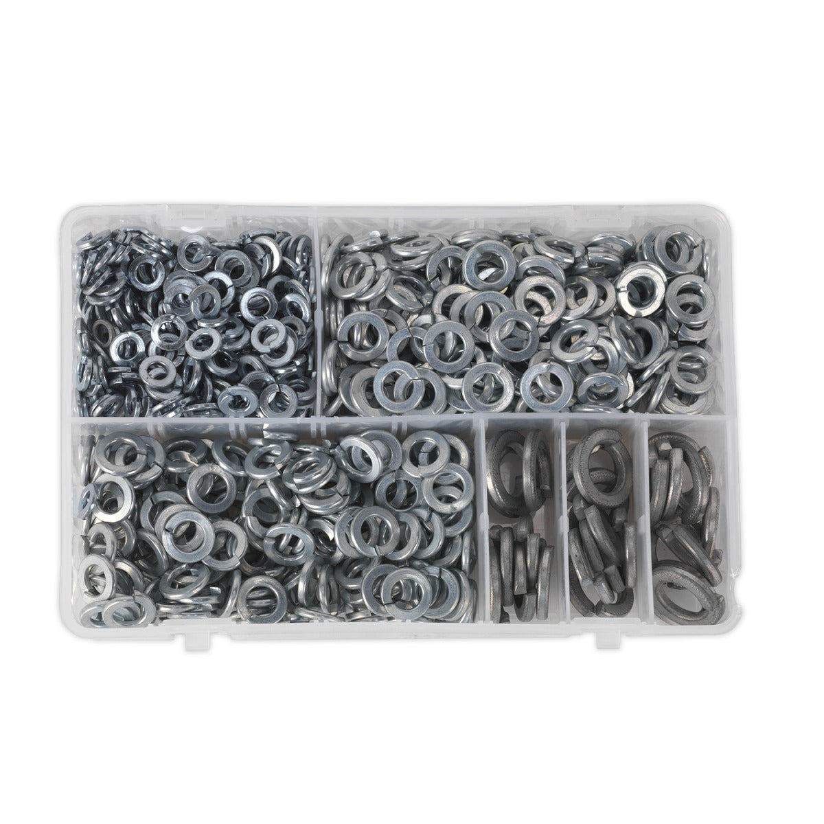 Sealey Zinc Plated Spring Washer Assortment M6-M16 1010pc - DIN 127B AB058SW