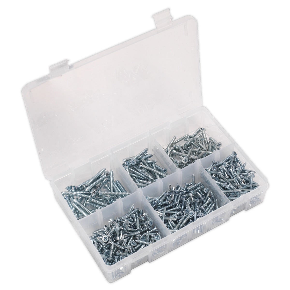 Sealey Zinc Plated Self-Tapping Countersunk Pozi Screw Assortment 510pc - DIN 7982 AB062STCS