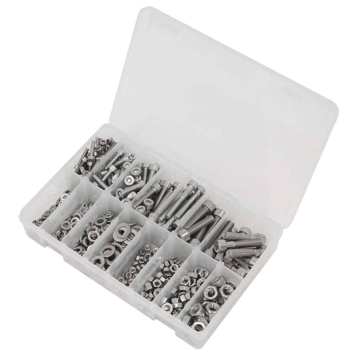 Sealey Stainless Steel Hex Socket Bolt, Washer & Nut Assortment 710pcs AB0710SS