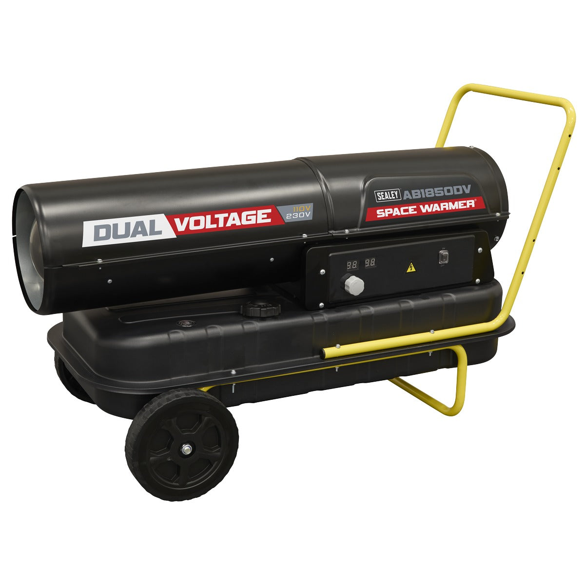 Sealey Dual Voltage Space Warmer Kerosene/Diesel Heater with Wheels 185,000Btu/hr(55kW) AB1850DV