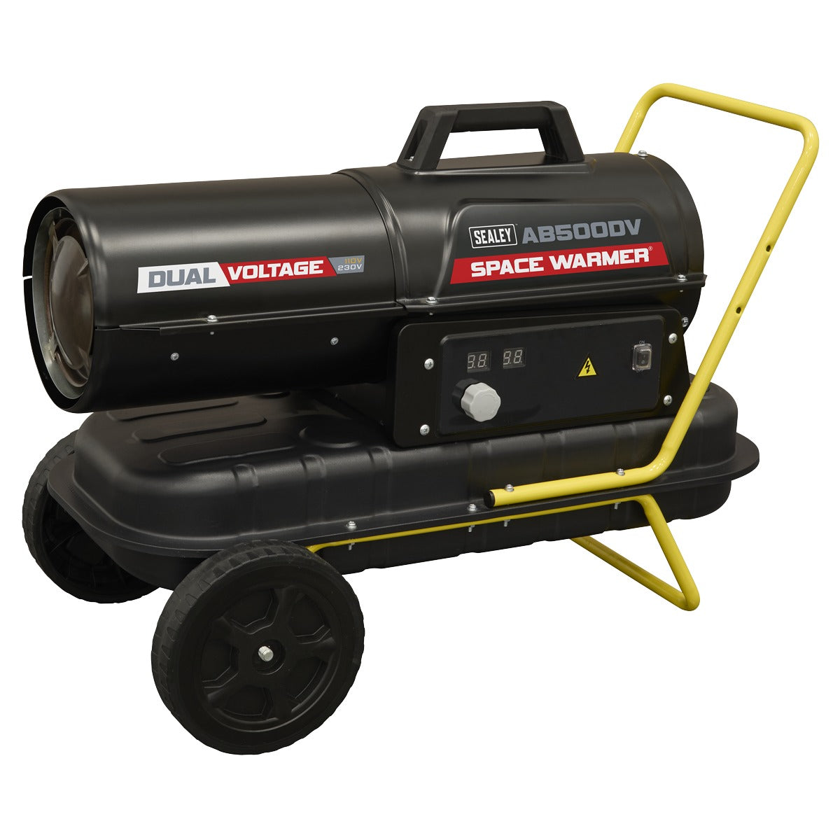 Sealey Dual Voltage Kerosene/Diesel Space Warmer Heater with Wheels 50,000Btu/hr AB500DV