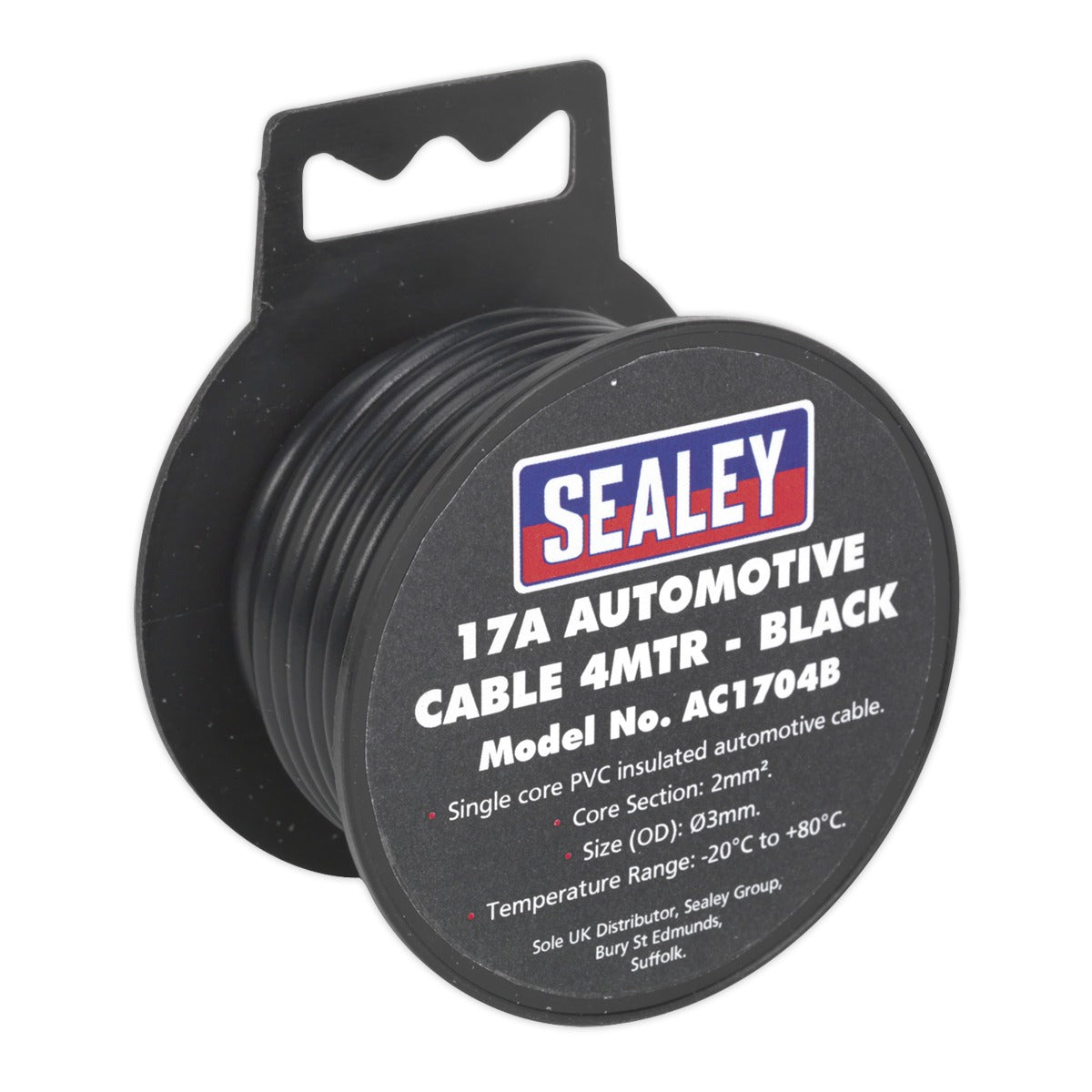 Sealey 17A Thick Wall Automotive Cable 4m - Black AC1704B