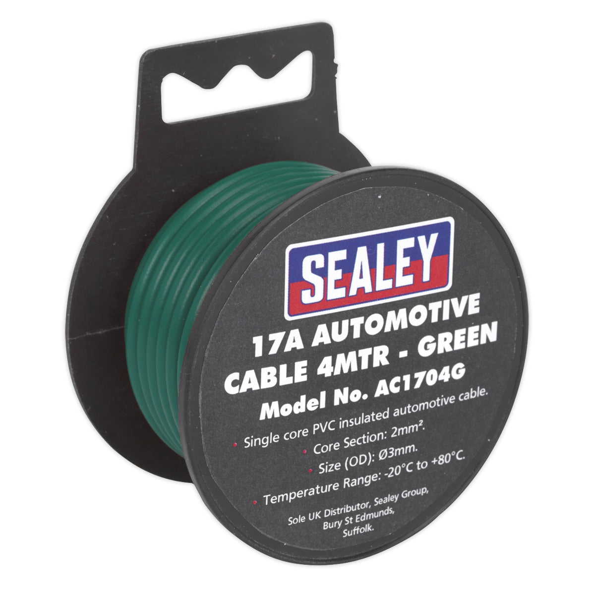Sealey 17A Thick Wall Automotive Cable 4m - Green AC1704G