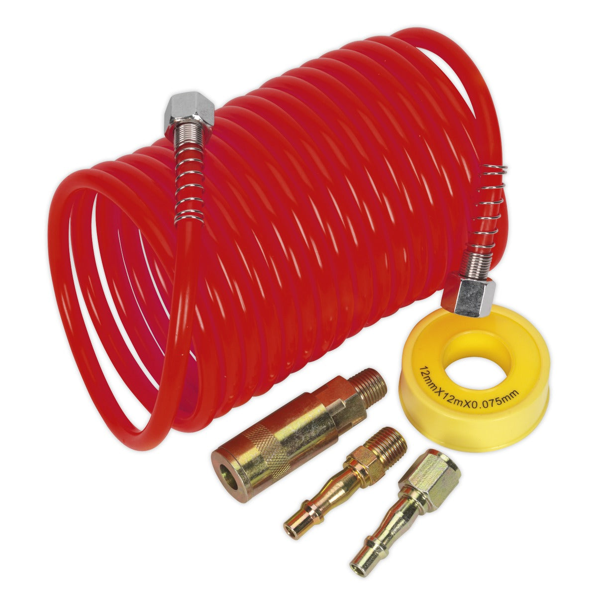 Sealey PE Coiled Air Hose Kit with Connectors 5m x 5mm AHK03