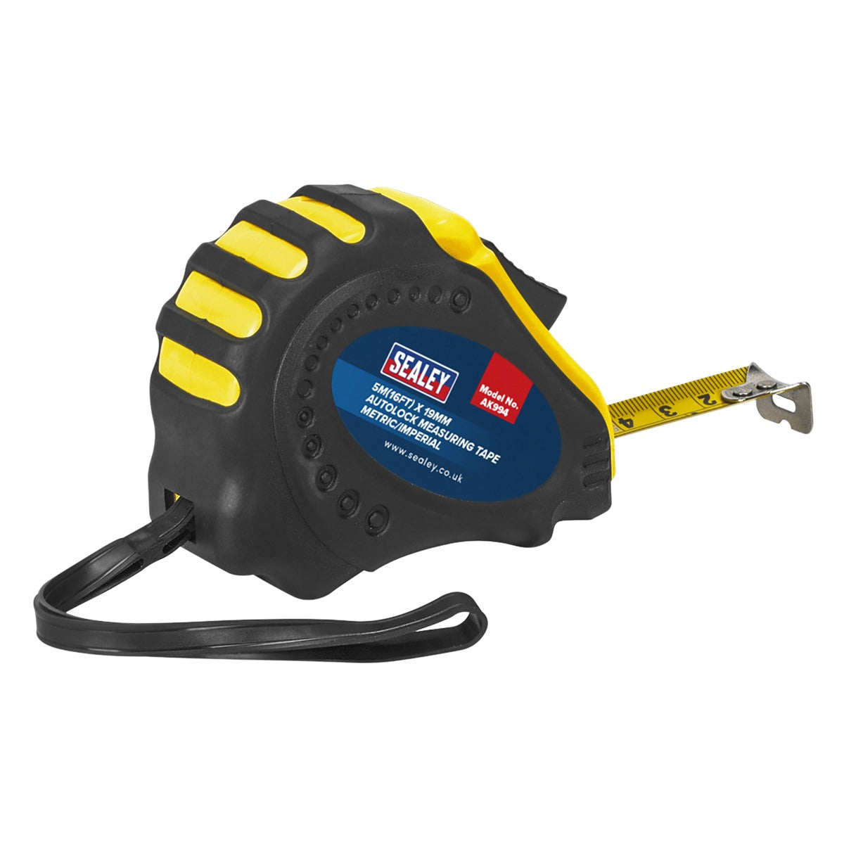 Sealey Metric/Imperial Auto Lock Tape Measure 5m(16ft) x 19mm AK994