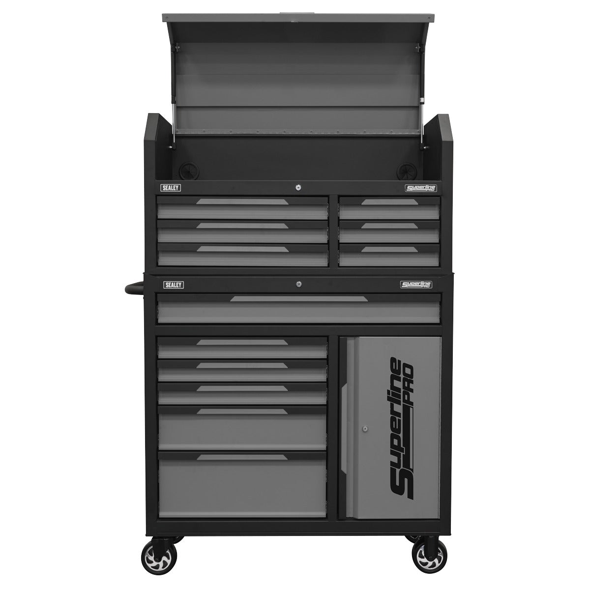 Sealey Superline Pro Topchest & Rollcab Combination 12 Drawer & 1 Door Cupboard - Grey AP1080GR