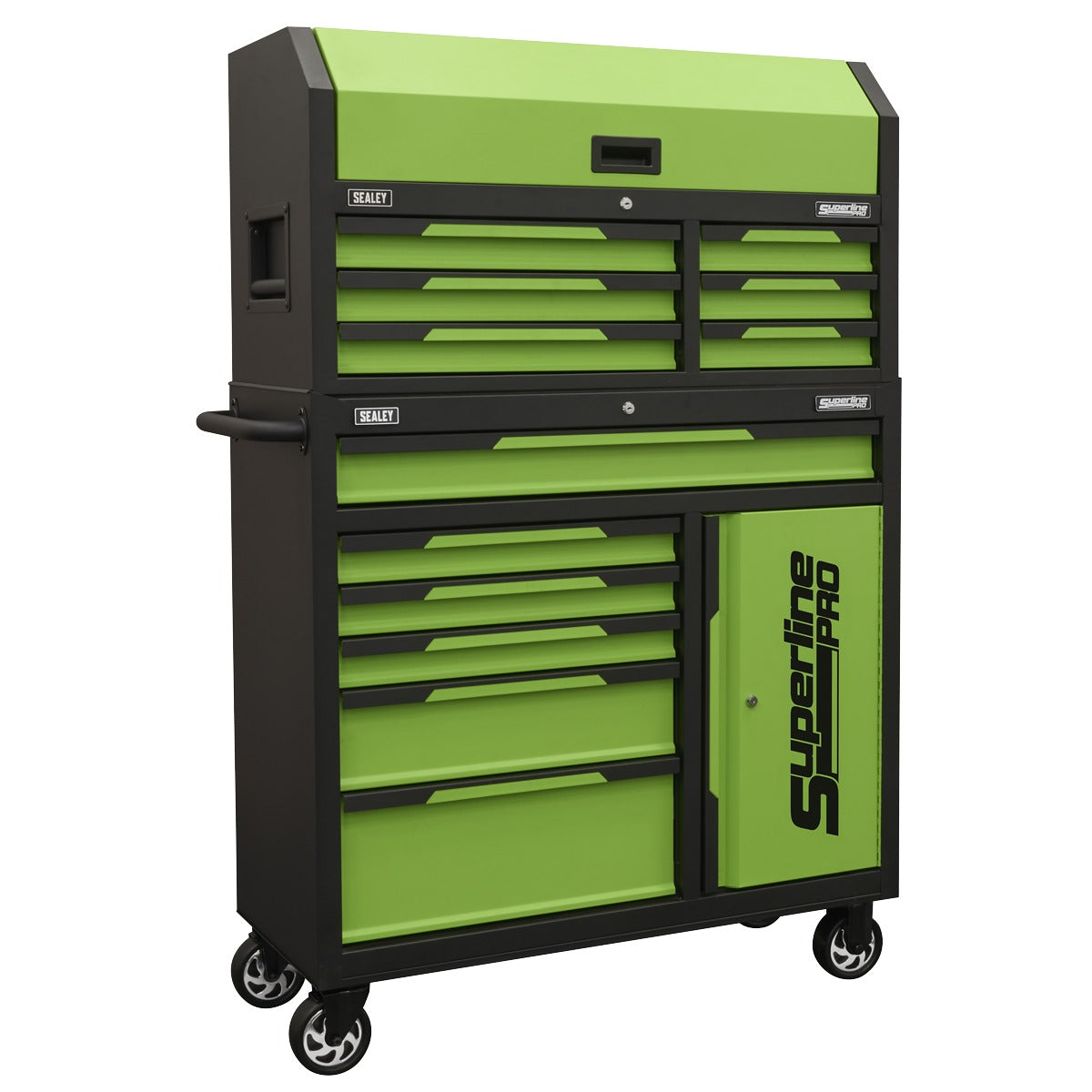 Sealey Superline Pro Topchest & Rollcab Combination 12 Drawer & 1 Door Cupboard - Green AP1080HVG