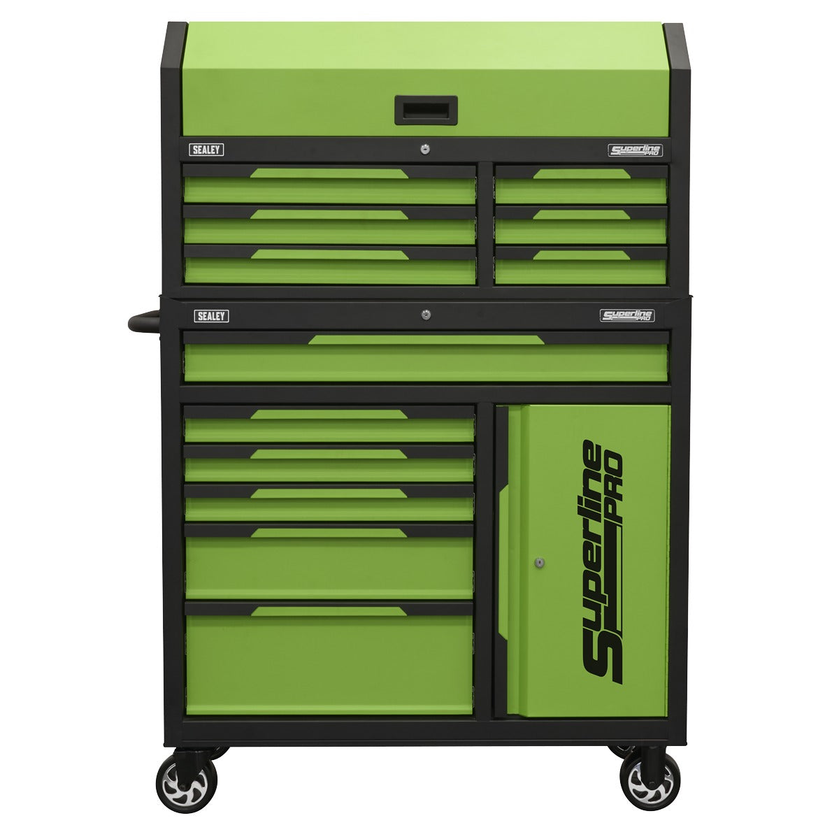Sealey Superline Pro Topchest & Rollcab Combination 12 Drawer & 1 Door Cupboard - Green AP1080HVG