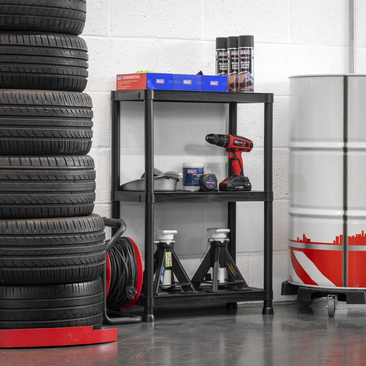 Sealey Plastic Racking Unit with 3 Shelves 25kg Capacity Per Level APPR3