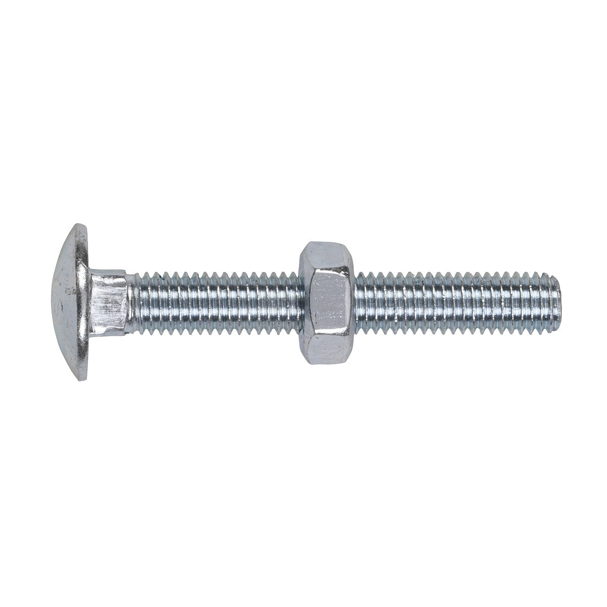 Sealey Zinc Plated Coach Bolt & Nut M10 x 75mm, DIN 603 - Pack of 50 CBN1075