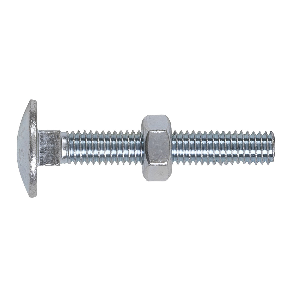 Sealey Zinc Plated Coach Bolt & Nut M6 x 40mm, DIN 603 - Pack of 100 CBN640