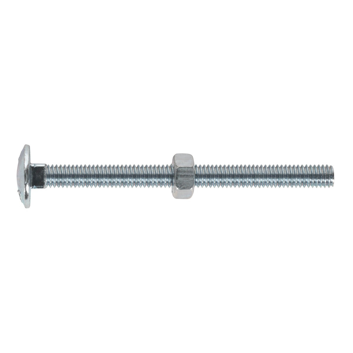 Sealey Zinc Plated Coach Bolt & Nut M6 x 75mm, DIN 603 - Pack of 100 CBN675