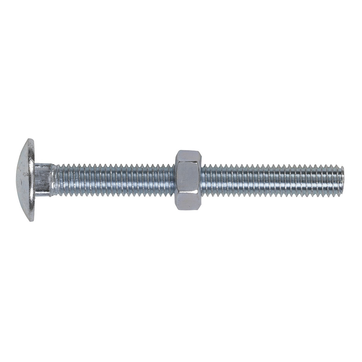 Sealey Zinc Plated Coach Bolt & Nut M8 x 75mm, DIN 603 - Pack of 50 CBN875
