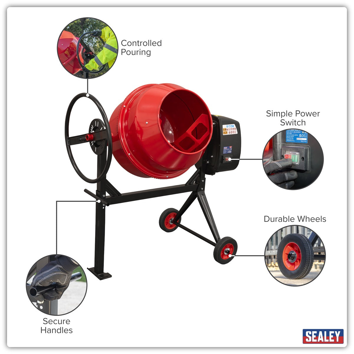 Sealey 125L Cement Mixer 550W/230V CMX125