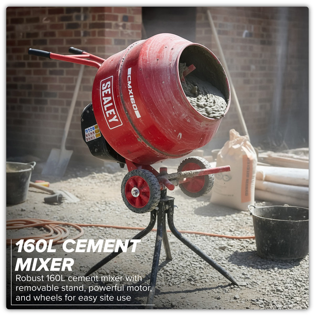 Sealey 160L Cement Mixer with Stand 650W CMX160