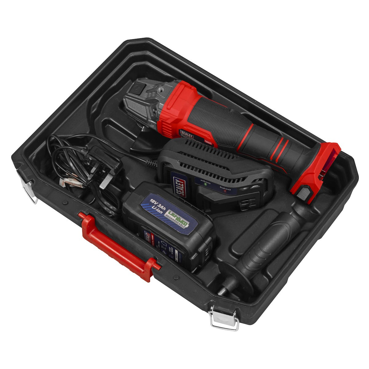 Sealey 115mm Cordless Angle Grinder 18V 3Ah - Red CP401LI